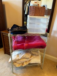 Tower Of Misc Womens Closet Items, Makeup, Shelf, Storage, Blankets Etc (mC)