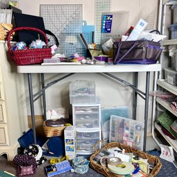 HUGE Sewing And Crafting Lot: Cutting Mats & Rulers, Rotary Cutters, Thread, Accessories, Etc See Notes
