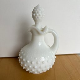 Small Vintage Milk Glass Pitcher With Stopper (EF)