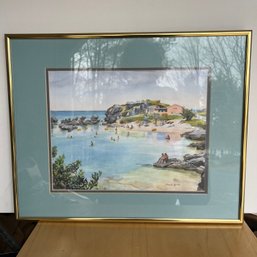 Signed Diana Amos Bermuda Island Lithograph Watercolor Print In Frame (DL)