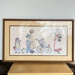 Vintage Crewel Needlework In Frame (DL)