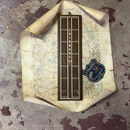 Vintage Salem, MA War Department Map, Cribbage Board And Patch (Basement 1)