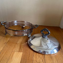 Vintage Silver Plate Footed Server & Lid  (Dining Room)