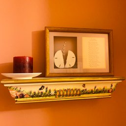 Pretty Wood Shelf, Sandollar Framed Story & Candle (Bathroom)