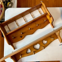 Trio Of Decorative Wooden Pieces: Wall Shelves And Mirror (LR)