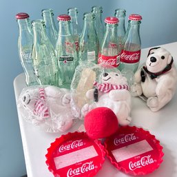 Coca Cola Bottles, Incl. Red Sox 100 Year, Polar Plush Bears & Toy Game