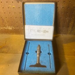 Vintage 0-3' Depth Micrometer With Case And Original Instructions (Basement Workshop)