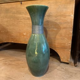 Tall Vintage Ceramic Green Vase (Attic)