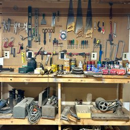 MUST SEE! Huge Workshop Lot! Pegboard Items, Workbench Items  - See Notes (BSMT2)