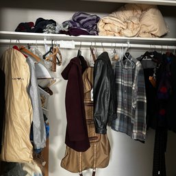 Assorted Contents Of Closet Including Leather Jacket, LL Bean, Pillows, & More (UPBR1)