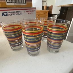 Fiesta Libbey Mambo Rainbow Stripe Vintage Glasses Set (NK)