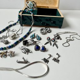 Vintage Jewelry Lot With GONE WITH THE WIND Jewelry Box: Many Sterling Silver Pieces (MB2)