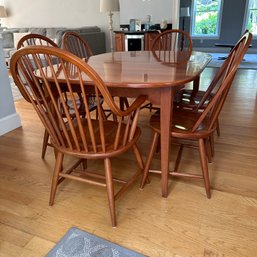 Beautiful Solid Wood Dining Table With Six Chairs, Two Leaves (DR)