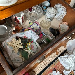 Mixed Lot Of Vintage Decorative Items Including Crystal Footed Bowl, T&V Limoges France China Dish, Etc (Dinin