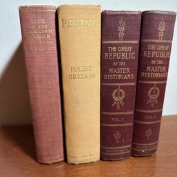 Four Vintage & Antique Books Including Life On The English Manor, Peking, And The Great Republic