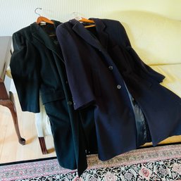 Navy Chaps Lambswool Overcoat And Black Barney's Cashmere Overcoat (Entry)