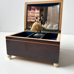 Vintage Wooden Jewelry Box With Dancing Couple And Mirror (MB3)