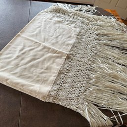 Beautiful 'An Original By Anne' Cream Colored Fringed Table Covering Or Shawl (Dining Room)