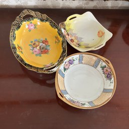3 Pieces Of Vintage Noritake Handpainted China Serving Dishes, Candy Dishes, Trinket Bowls (Dining Room)