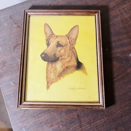Vintage Framed Dog Portrait (BSMT Back Right)