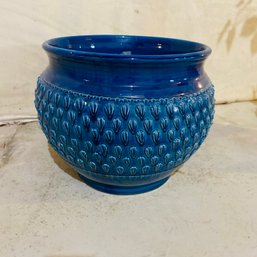 Large Blue Ceramic Planter / Pot (some Chips - See Pics) (BSMT Near Stairs)