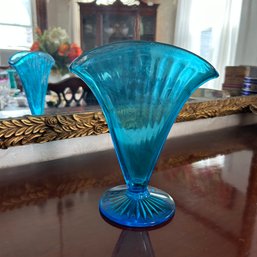 Vintage Blue Glass Vase (Dining Room)