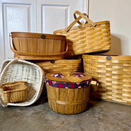 Huge Lot Of Vintage Large PETERBORO Woven Baskets, Plus Clayton Heath, Must See! (bSMT)