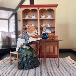 Handmade DIORAMA: Woman Reading, Under Glass Mirrored Box (BSMT)