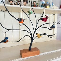 Longaberger Ceramic Birds On Tree Stand (porch)