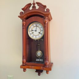 Lovely Antique Emperor Pendulum Wall Clock With Key (DR)