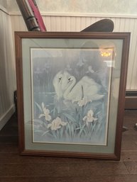 Two Swans Vintage Framed Art  (LR)