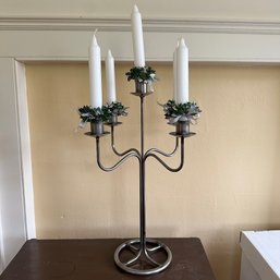 Vintage Metal Candelabra And Decorative Candles (Dining Room)