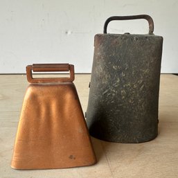 Pair Of Vintage Metal Bells, Including Cowbell (IS)