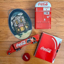 Misc COCA COLA Collectibles Inc Sun Catcher, Model Truck, Tin, And Notebook (LR)