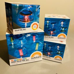 4 New Boxes Of Solar Pool Balls (1 Jumbo, 3 Small) - (BSMT Back Right)