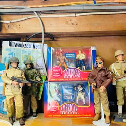 2 New American Heroes Boxes & 4 Military Action Figures (BsmtEntry)