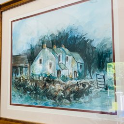 Pretty Framed 22'x18' Blue House Wall Art By June Anderson (LR)