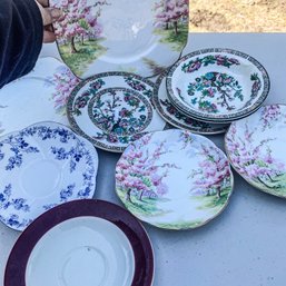 Mixed Lot Of Small Vintage Floral Porcelain Plates & Saucers From England (Garage)