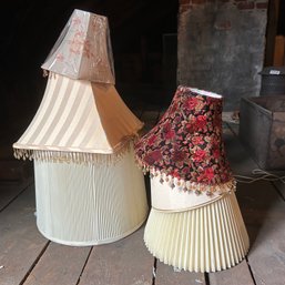 Mixed Lot Of Six Vintage Lampshades (attic)