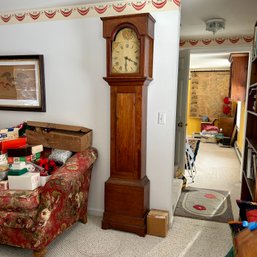 Tall Vintage Early American Grandfather Clock With Cast Iron Movements 6'9' SEE NOTES (LR)