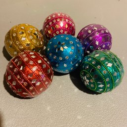 6 Colorful Decorative Mirrored Balls For Holiday Decor (BSMT Right Side 47914)
