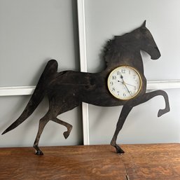 Vintage Metal Horse Clock