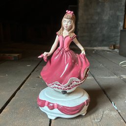 Vintage Ceramic Doll Spinning Music Box (attic)