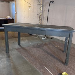 Large Vintage Industrial Metal Desk (bsmt)