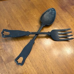 Large Scale Decorative Metal Fork And Spoon (DR)