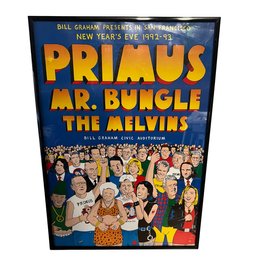 Primus, Mr. Bungle, The Melvins 1992 New Years Eve Concert Poster First Edition In Frame (MC)