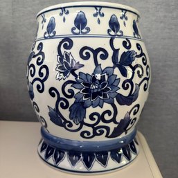 Large Blue And White Ceramic Planter  (Yoga Room)