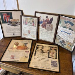 Vintage Framed QUAKER OATS & AUNT JEMIMA Advertisements (bsmt)