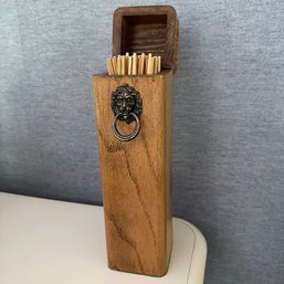 Vintage Lion Head Wooden Matchstick Holder  (Yoga Room)