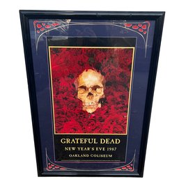 Vintage Grateful Dead First Edition Framed Poster 1987 New Year's Eve Oakland Coliseum (MC)